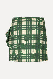 Stine Goya Asymmetric Gathered Ruffle Mini Skirt Skirt Checkered Wave