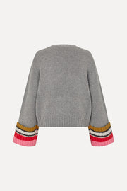 Stine Goya Chunky Sleeve Sweater Knit Pink Multistripes