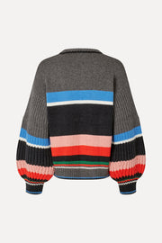 Stine Goya Crewneck Chunky Sleeve Sweater Knit Chunky Stripes