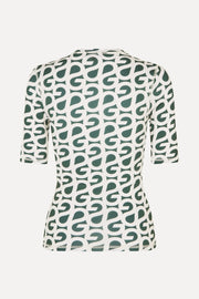 Stine Goya Elastic Short Sleeve T-Shirt Top Forest Green Logo