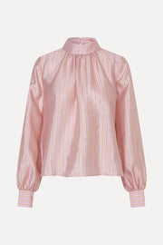 Stine Goya Gathered Long Sleeve Top Top Rose Pinstripe