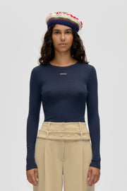 Stine Goya Long Sleeve Crewneck Top Midnight Navy