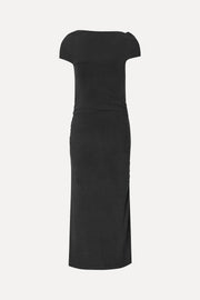 Stine Goya One Shoulder Draped Midi Dress Dress Black