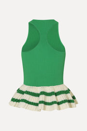 Stine Goya Ruffle Tank Top Top Green Stripes