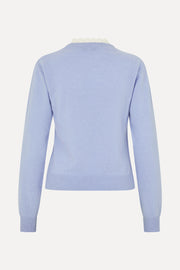 Stine Goya Ruffled Crewneck Sweater Knit Light Blue