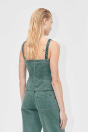 Stine Goya Scoopneck Pockets Vest Top Dark Green
