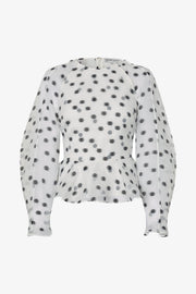 Stine Goya Sheer Peplum Top Top Flower Polka Dot