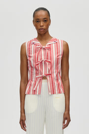 Stine Goya Tie Front Vest Top Scarlet Trot