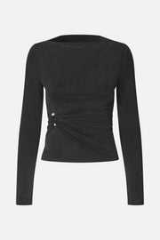 Stine Goya Boatneck Draped Top Top Black