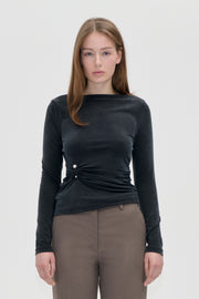 Stine Goya Boatneck Draped Top Top Black