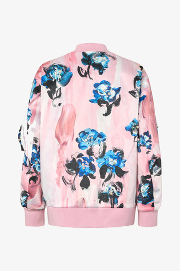 Stine Goya Bomber With Puffy Pocket Outerwear Blue Roses On Blush