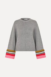 Stine Goya Chunky Sleeve Sweater Knit Pink Multistripes