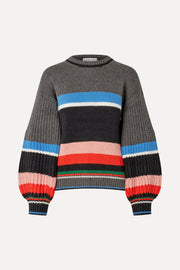 Stine Goya Crewneck Chunky Sleeve Sweater Knit Chunky Stripes