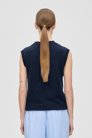 Stine Goya Crewneck Dropped Shoulder Vest Knit Navy