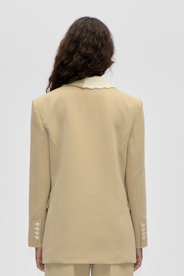 Stine Goya Detailed Tailored Blazer Jacket Ecru
