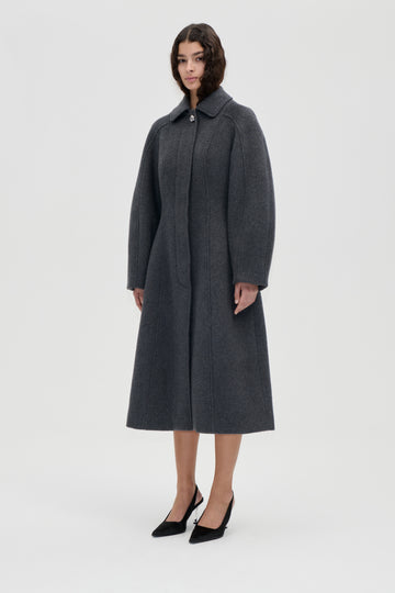 Stine Goya Elastic Waist Raglan Long Coat Outerwear Graphite