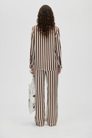 Stine Goya Elasticated Long Pants Pants Ivory Stripes