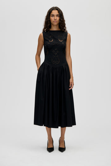 Stine Goya Embroidered Midi Dress Dress Broderie Anglaise