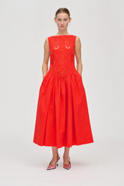 Stine Goya Embroidered Midi Dress Dress Fiery Red