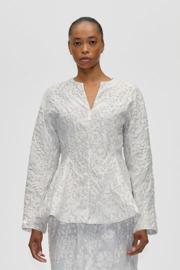 Stine Goya Flared Hem Zip-Up Top Top Stone Grey