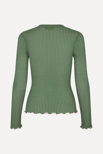 Stine Goya Long Sleeve Crewneck Top Dark Green