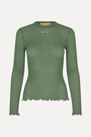 Stine Goya Long Sleeve Crewneck Top Dark Green