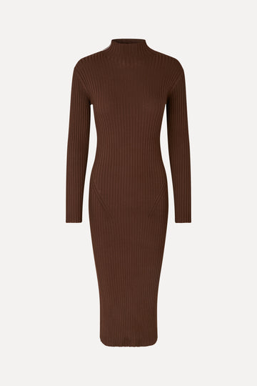 Stine Goya Long Sleeve Turtleneck Knit Dress Dress Coffee Brown