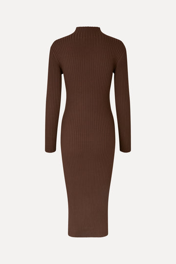 Stine Goya Long Sleeve Turtleneck Knit Dress Dress Coffee Brown