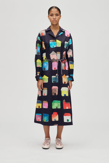 Stine Goya Long Sleeve Workwear Midi Dress Dress Refugios