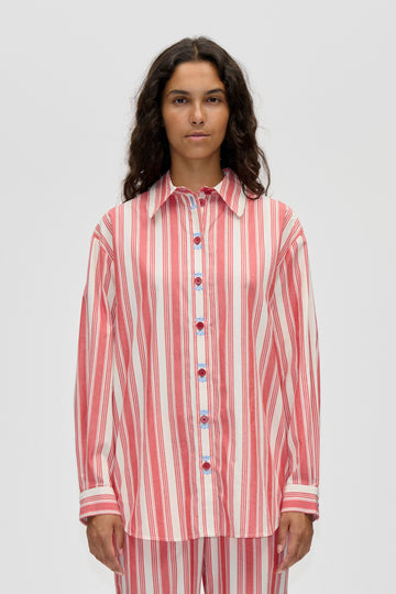 Stine Goya Loose Long Sleeve Shirt Top Scarlet Trot