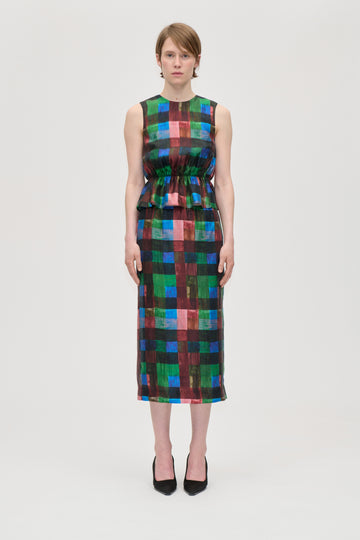 Stine Goya Midi Skirt With Elasticated Waist Skirt Watercolor Checks