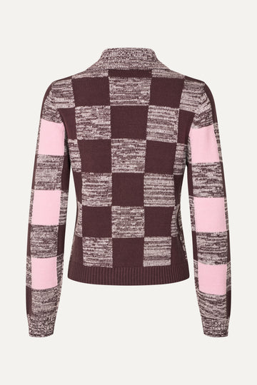 Stine Goya Mix Stripe Polo Collar Sweater Knit Multichecks Mix