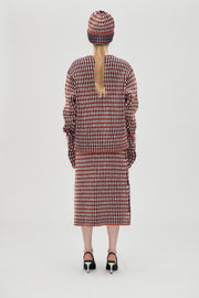 Stine Goya Plaited Flared Skirt Knit Navy / Red / Cream