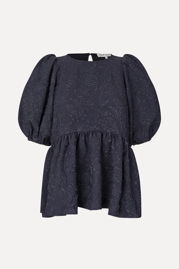 Stine Goya Puff Sleeve Peplum Top Top Garden Relief