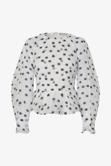 Stine Goya Sheer Peplum Top Top Flower Polka Dot