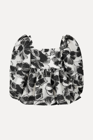 Stine Goya Square Neck Long Sleeve Top Top Anemone Jacquard
