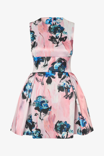 Stine Goya Statement Mini Dress Dress Blue Roses On Blush