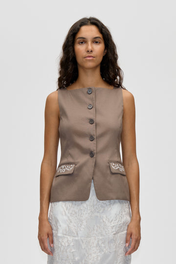 Stine Goya Tailored Tank Vest Top Cherries On A Paisley