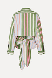 Stine Goya Tie Back Boyfriend Shirt Top Forest Stripe